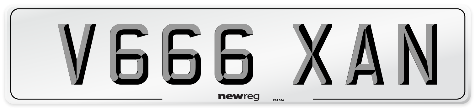 V666 XAN Number Plate from New Reg